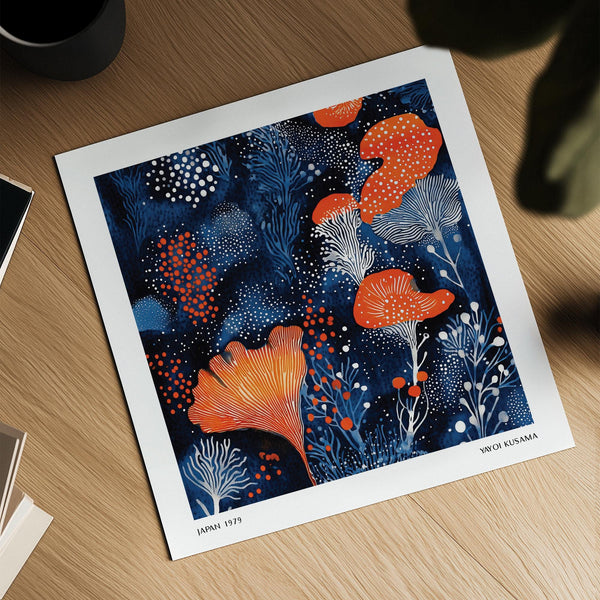 Unique Living Room Wall Art featuring bold botanicals and navy background.