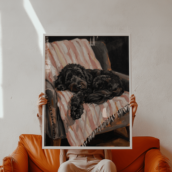 Black Cockapoo Poster poster in Black and Beige for pet lover décor