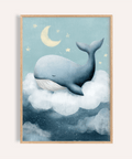 Whale Nursery Wall Art in blue and white for nursery wall art poster