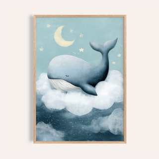 Whale Nursery Wall Art in blue and white for nursery wall art poster