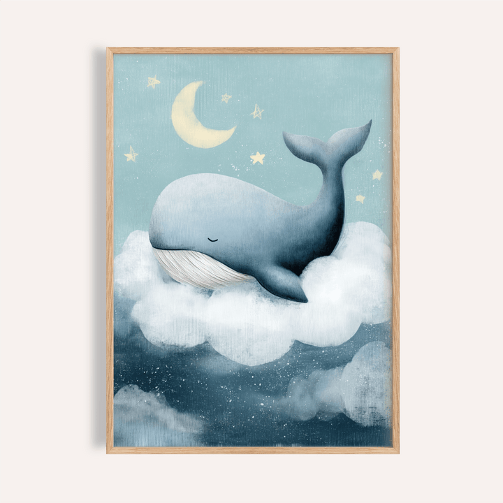 Whale Nursery Wall Art in blue and white for nursery wall art poster