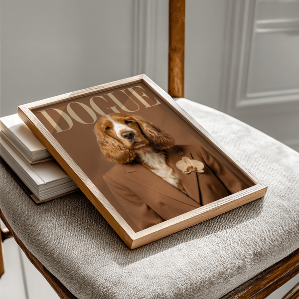 Modern Dog Print dog portrait wall art for home office in beige