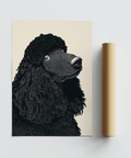 Sophisticated Poodle Art Print in beige and black for entryway