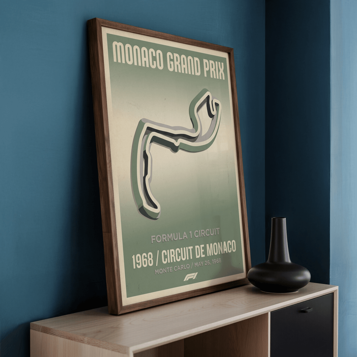 Motorsport wall art grid featuring famous Formula 1 circuits