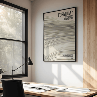 Racing Wall Art print with horizontal motion stripes and 1968 date block