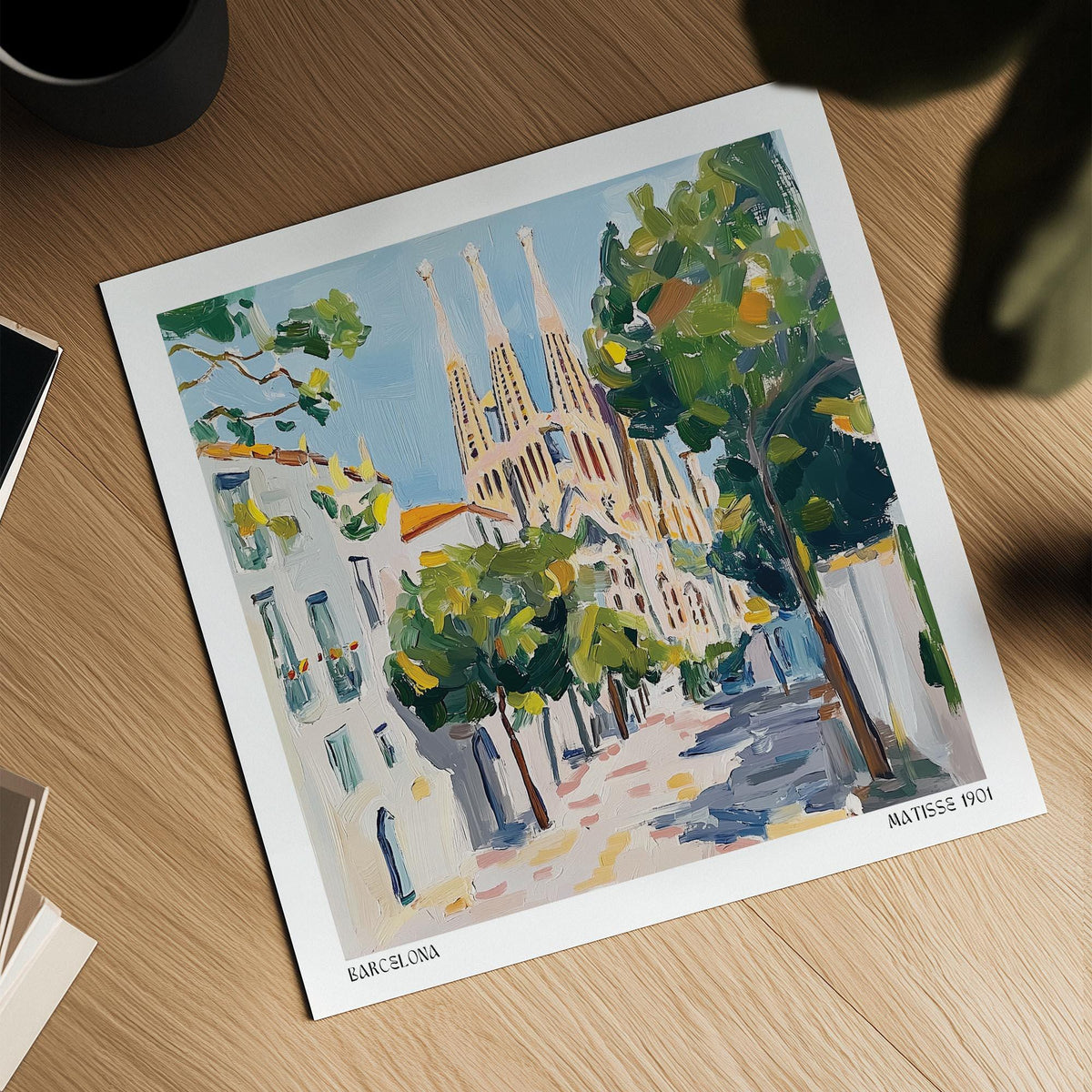 Travel Wall Art with dappled shadows and architectural details in Barcelona.
