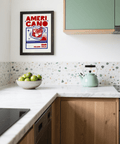 Bold Americano Cocktail Print, Red and Blue, modern kitchen poster