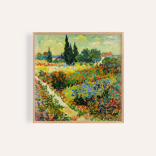 Colorful Landscape Art Print with green, yellow, and red for living room wall art
