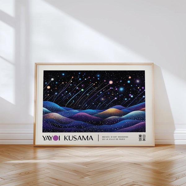 Starry sky landscape prints with gold, purple, and blue hues for modern interiors