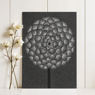 Dandelion Wall Print art for minimalist Black and White interiors