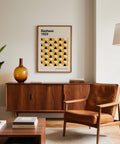 Yellow and black Bauhaus Poster 1923 paired with neutral home decor.