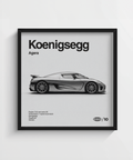 Sleek Koenigsegg Car Print poster in Gray for hallway wall art