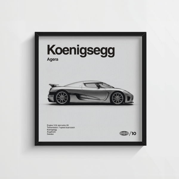 Sleek Koenigsegg Car Print poster in Gray for hallway wall art