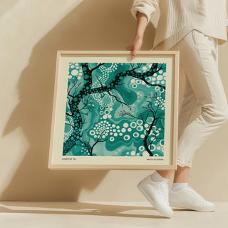 Modern teal abstract wall art featuring dotted natural patterns for bedroom