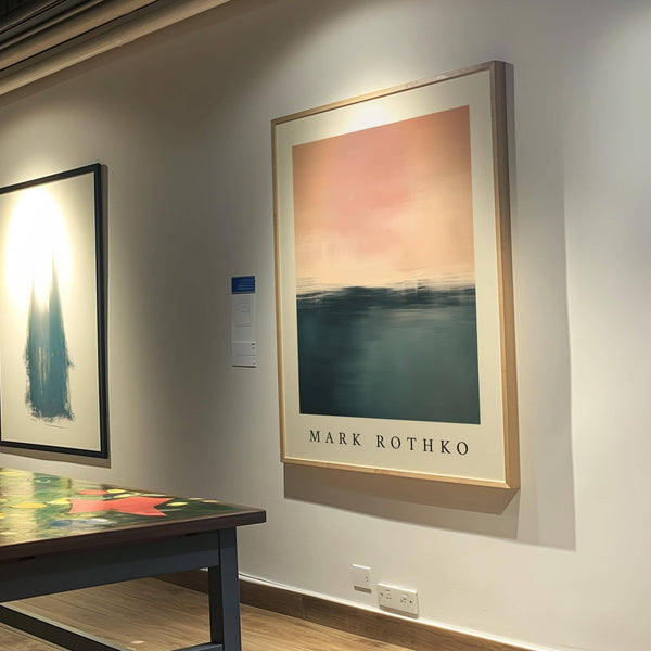 Serene ocean-themed pink and blue painting for stylish interior design