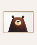 Cute Bear Art Print with brown, white, and beige for nursery wall art