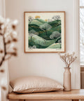 Rolling green hills artwork for modern decor.