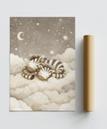 Charming Zebra Nursery Art with beige, white clouds, children's room art