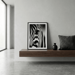 Wildlife Photography Poster featuring tight crop of zebra face
