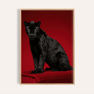 Black Panther Art Print in red and black for office wall art