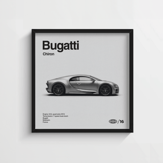 Black Bugatti Chiron Art Print in contemporary studio room wall art