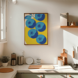 Blueberry Wall Art Blueberries and foliage decor for breakfast nook