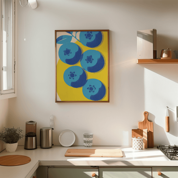 Blueberry Wall Art Blueberries and foliage decor for breakfast nook