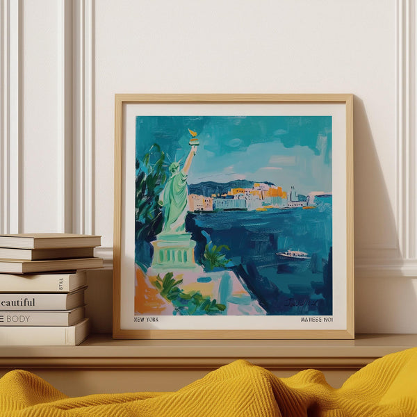 Holiday Posters featuring the Statue of Liberty in bold painterly brushstrokes.