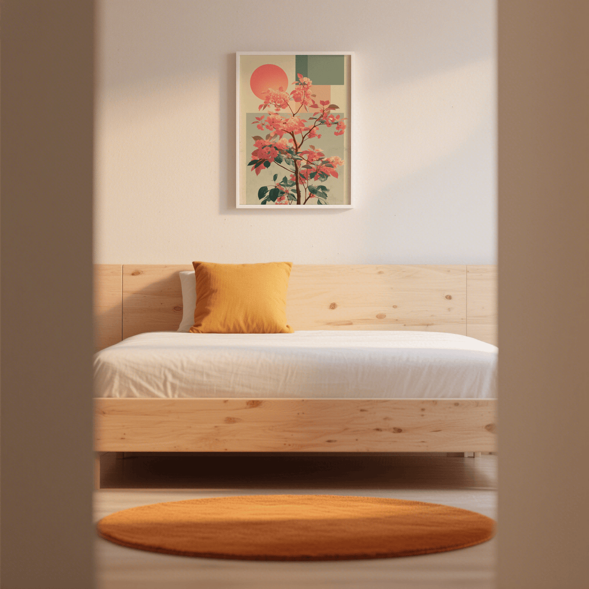 Geometric and botanical Abstract Flower Print for living room poster