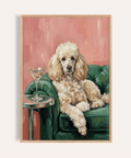 Elegant Poodle Wall Art with Green, Pink, and Beige for living room print