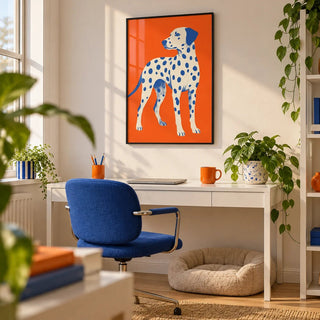 Dalmatian Wall Art, framed on the wall of a playful home office