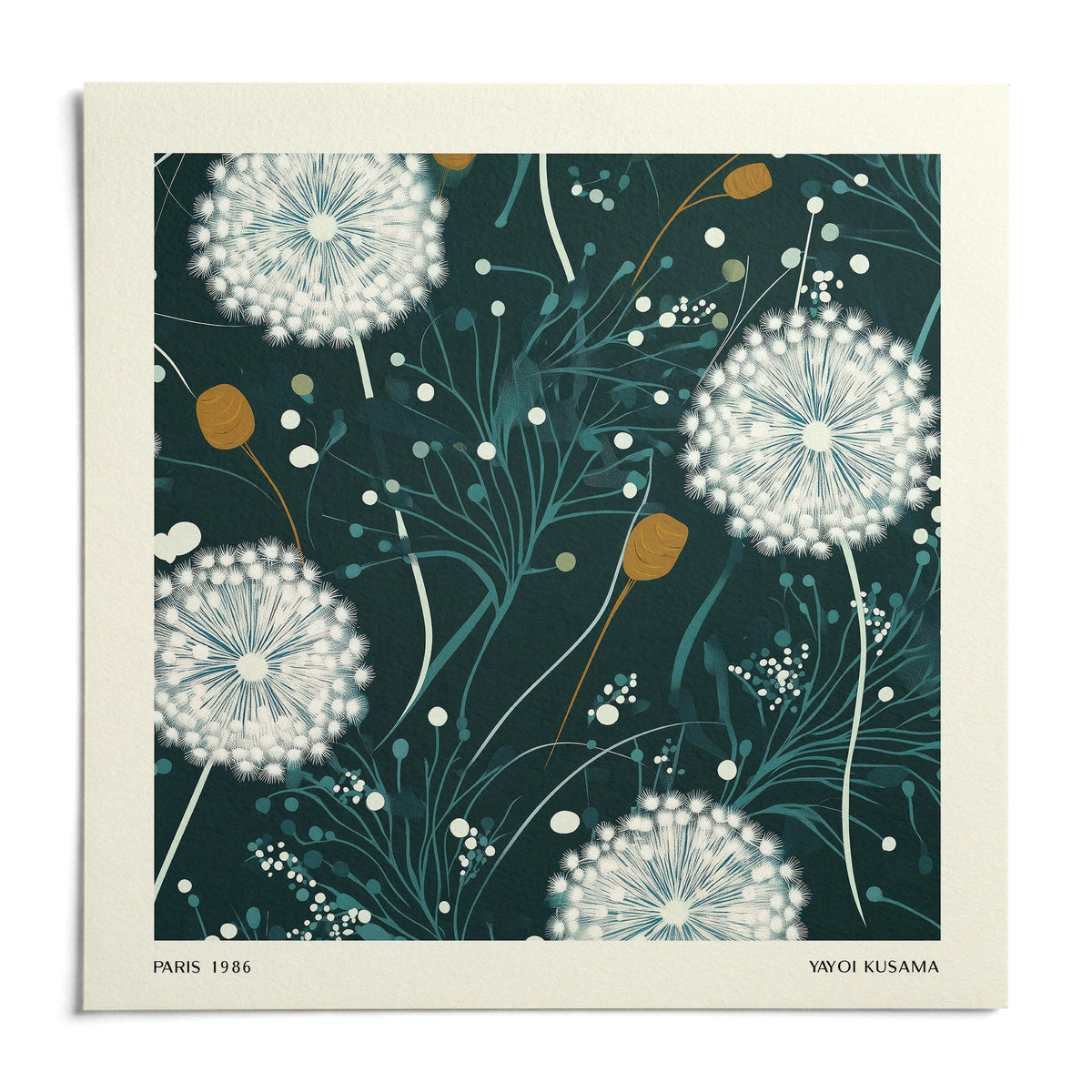 Dandelion Wall Art, shown as an unframed paper print on a plain white background