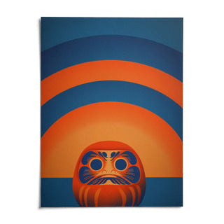 Daruma Doll Wall Art, shown as an unframed paper print on a plain white background