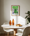 Retro-themed Mojito Cocktail Print, Blue and Green for living room
