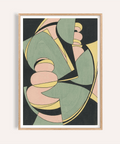 Abstract Geometric Art Print with Green, Yellow, and Black for living room wall art