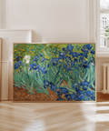 Blue Iris Wall Art showing vibrant blue and green in art print format