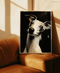 Dog Art Print black background white dog bedroom wall art