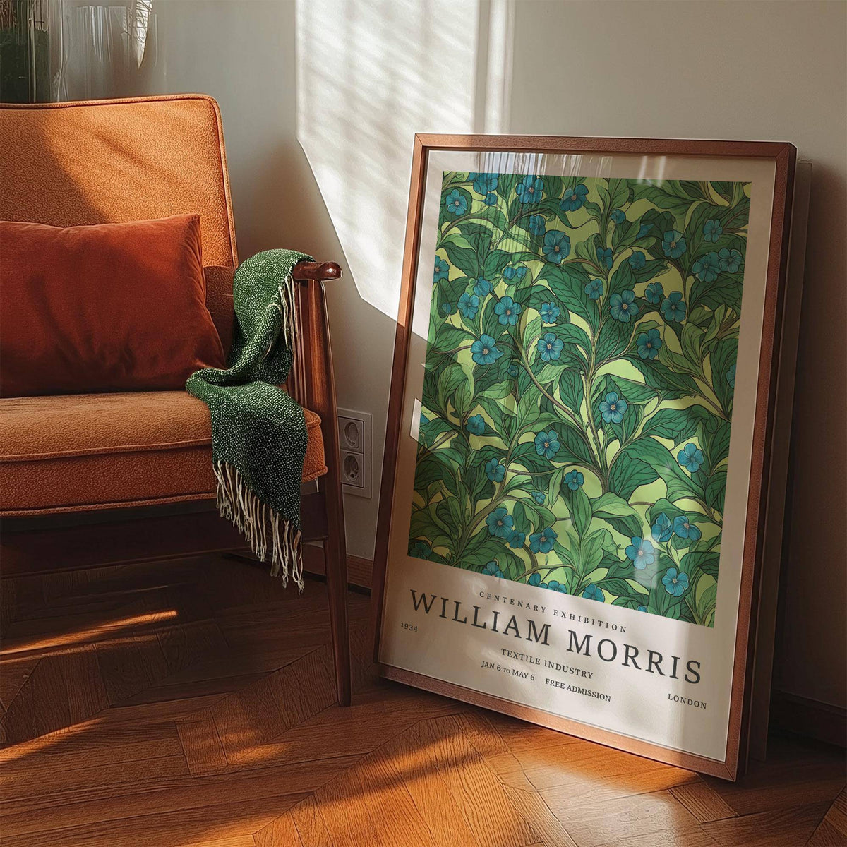 Classic textile-style green wall art for living room gallery walls