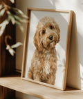 Light Brown Cockapoo Print in Beige and White for nursery wall art