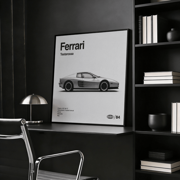Black Ferarri Testarossa Wall Art poster for home office wall