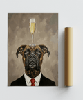 Boxer Dog Poster black suit detail for study or library wall art