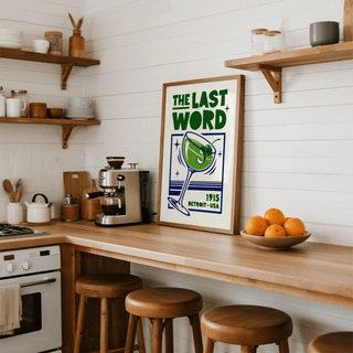 Vintage bar wall art Cocktail Art Print with blue and green tones