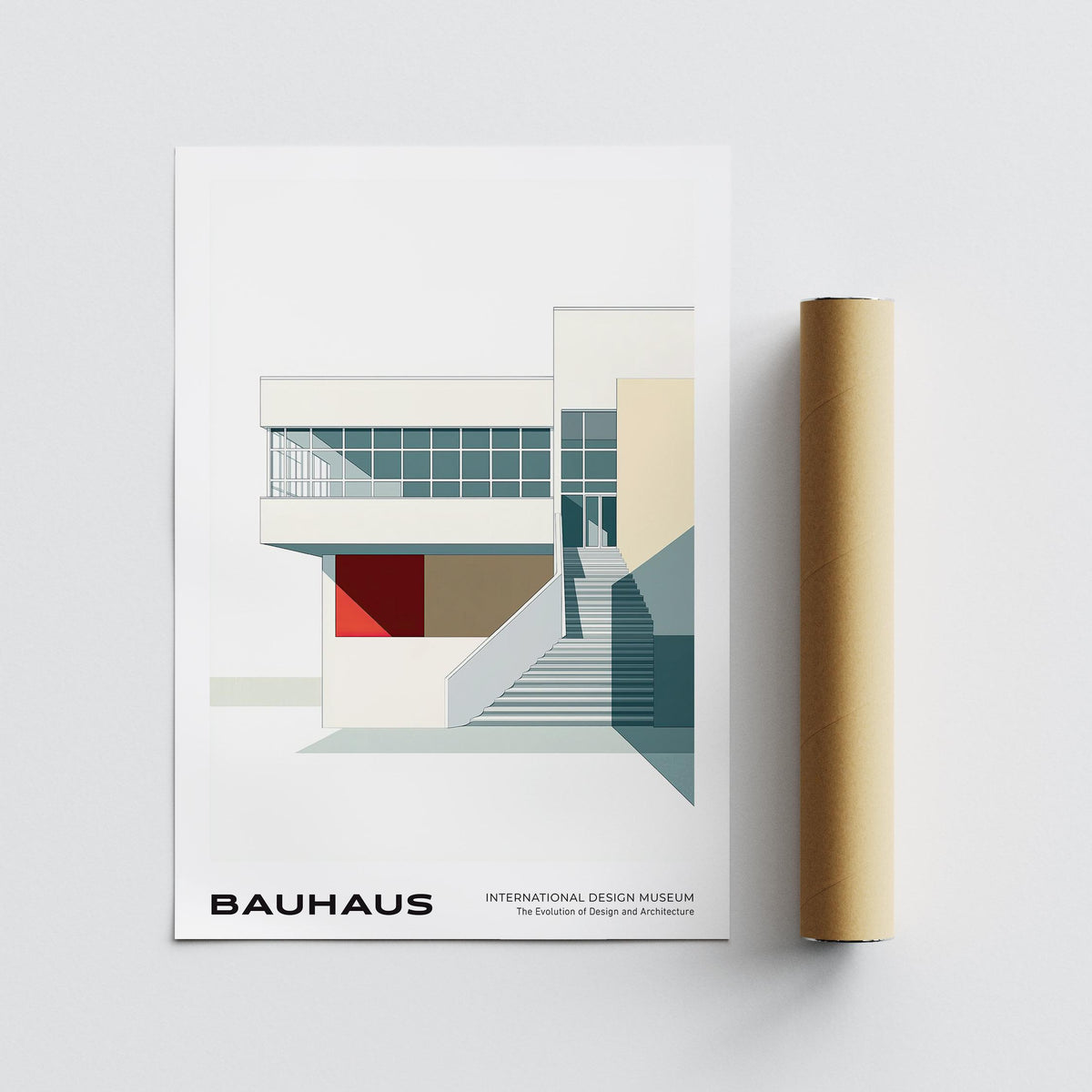 Architecture posters with geometric design in mid century modern style.