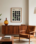 Clean and symmetrical gallery print featuring modernist shapes.
