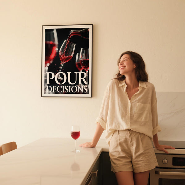 Funny wine typography print with red pour, a stylish gift for wine lovers.