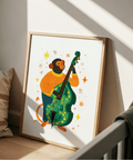 Musical Monkey Art Print for a music room in multicolored design