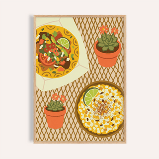 Taco Wall Art with yellow, green, and brown, perfect for kitchen print