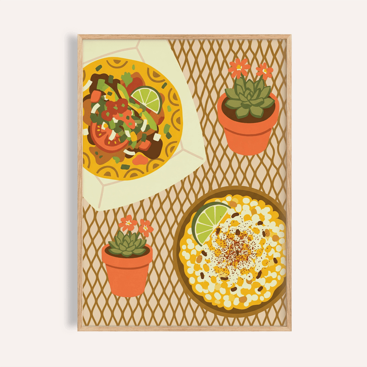 Taco Wall Art with yellow, green, and brown, perfect for kitchen print
