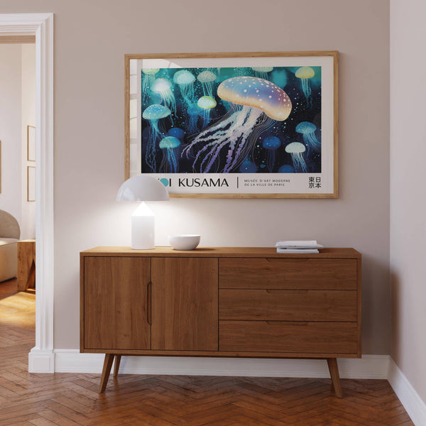 Artistic jellyfish wall art inspired by Kusama’s patterns