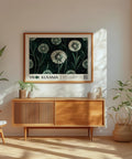 Modern floral wall art featuring abstract dandelions.